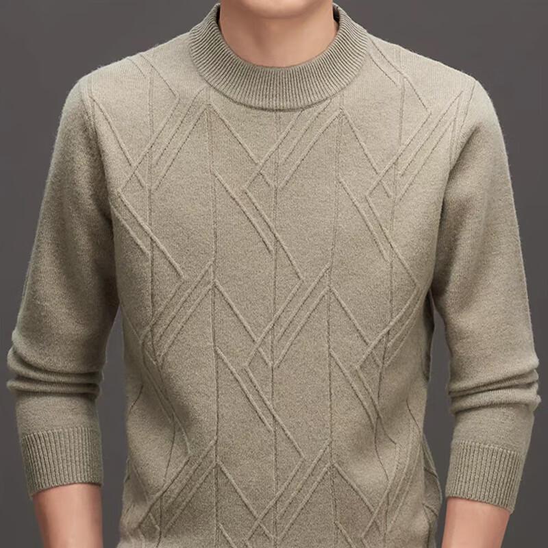 Raphenny Men's Round Neck Long Sleeve Wool Sweater AM816