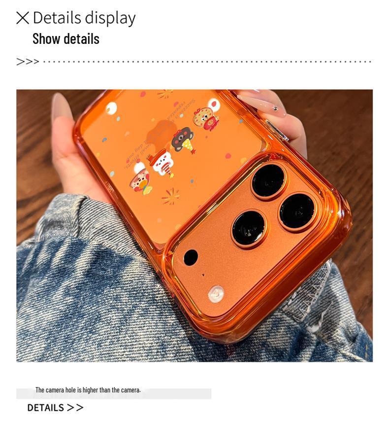 Compatible Apple 17 Pro Max Orange iPhone 17 Case with Cute Animals for 16 Pro - High-End Feel