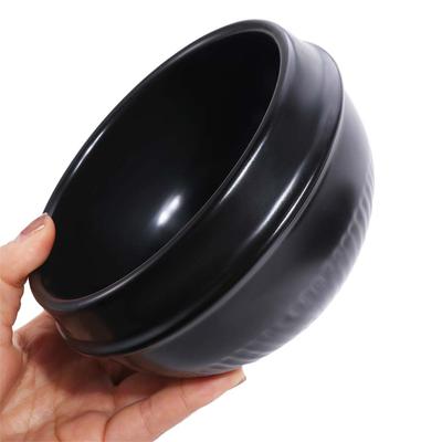 16cm Größe Auflaufform Tontopf Hitzebeständig mit Tablett Koreanischer Steintopf Schwarz Klassisch Antihaft Bibimbap Kochgeschirr Chinesische Küche