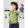 Right European Style Boys' Long-Sleeve T-Shirt Cartoon Casual Fake Two-Piece 2026 Spring and Autumn New Children's Clothing Baby Top