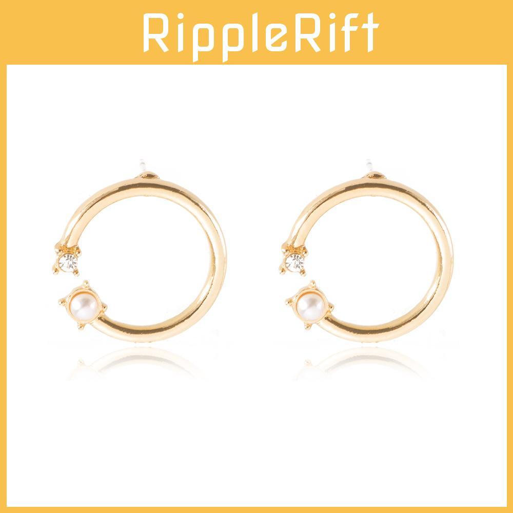 Elegant Alloy Pearl Stud Earrings Womens Geometric Design Modern Fashion