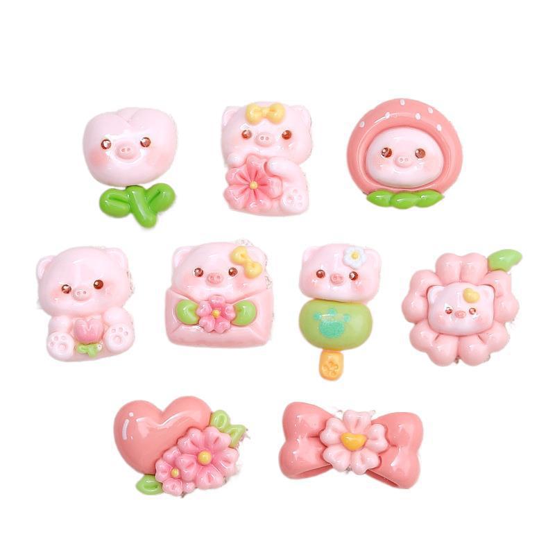 Handmade Resin Pig Hair Clip and Clog Decoration Set