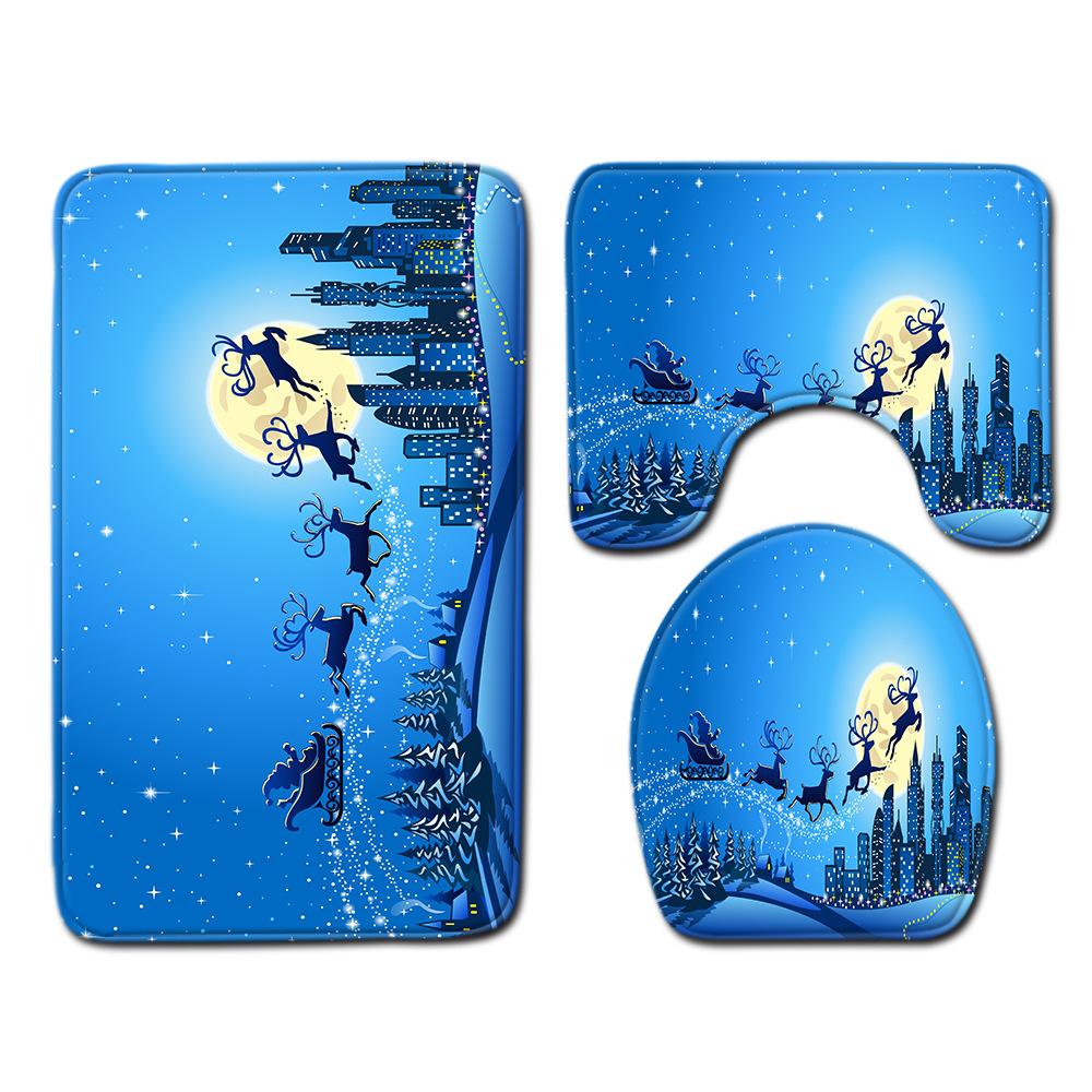 Christmas Bathroom Floor Mat Toilet Three-Piece Set