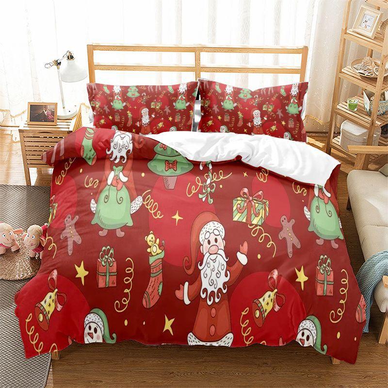 3D Printed Christmas Santa Claus 3D Printed (Three-piece Set) Quilt Cover Pillowcase Christmas Series Bedding
