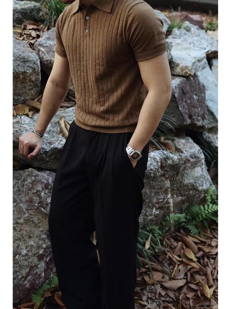 Polo de Manga Corta para Hombre de Color Sólido - Estilo Trendy, Versátil y Juvenil para el Verano