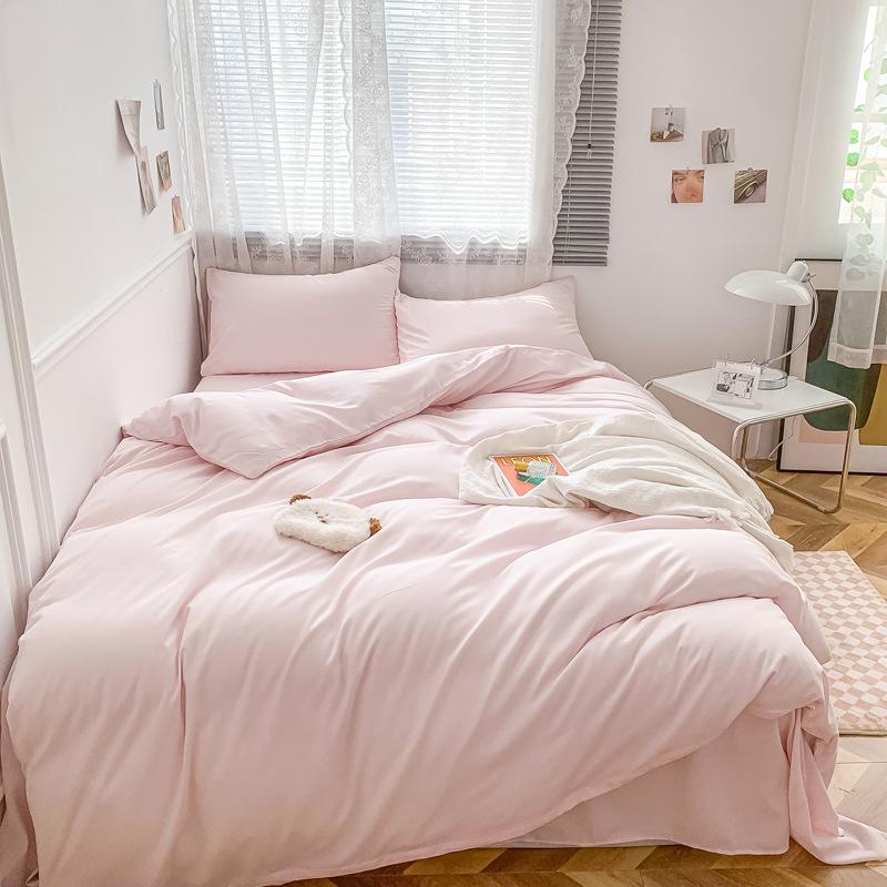 Solid Color Cotton Four-piece Set Brushed Bed Sheet Covers Three Sets