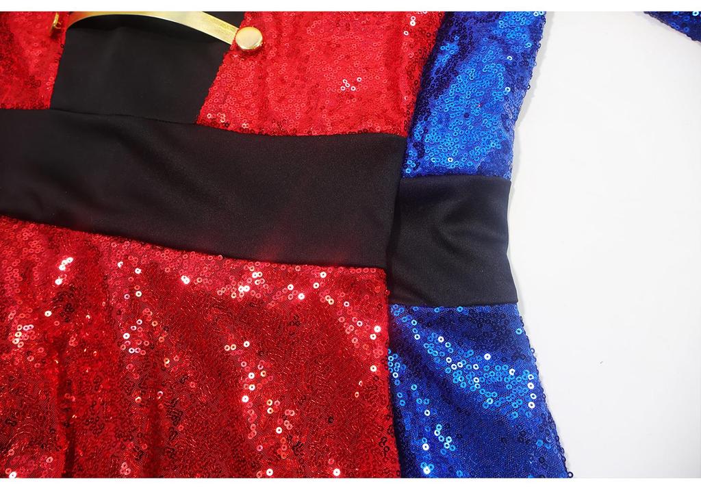 Multi-color Sequin Tassel Circus Ringmaster Skirt Cosplay Costume with Long Sleeves