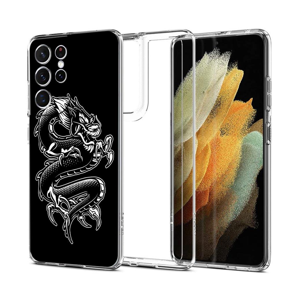 Husa de telefon Dragon Fashion pentru Samsung Galaxy S22 S21 S20 FE Ultra 5G S10 S10E S9 S8 Plus Note 10 20 Husa din silicon moale, transparent