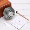 Uxcell Steel Tongue Drum, 3" 6-Note Mini Steel Hand Drum with Mallets and Sheet Music, Worry-Free for Yoga, Meditation, and Camping (Silver)