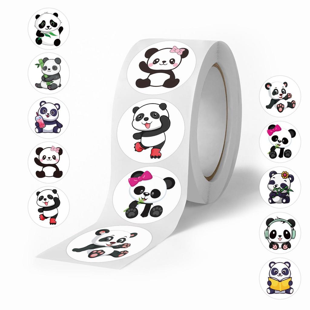 Cartoon Giant Panda Tape Stickers - 500 Sheets/Roll, Waterproof for DIY Phone & Suitcase Decoration