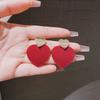 Red Flocking Love Simple High-end Earrings Retro New Atmosphere Earrings Fashionable Atmosphere Versatile Earrings