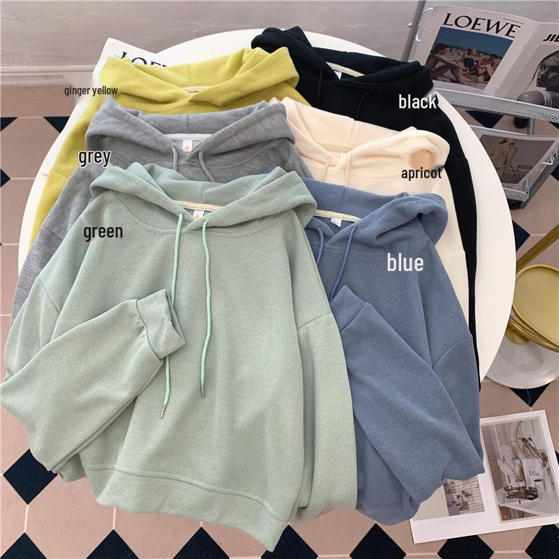 Damen Frühlings- & Herbst-Kapuzenpullover Locker, Koreanischer Schick & Hongkong-Stil, Trendige Kurze Jacke Top