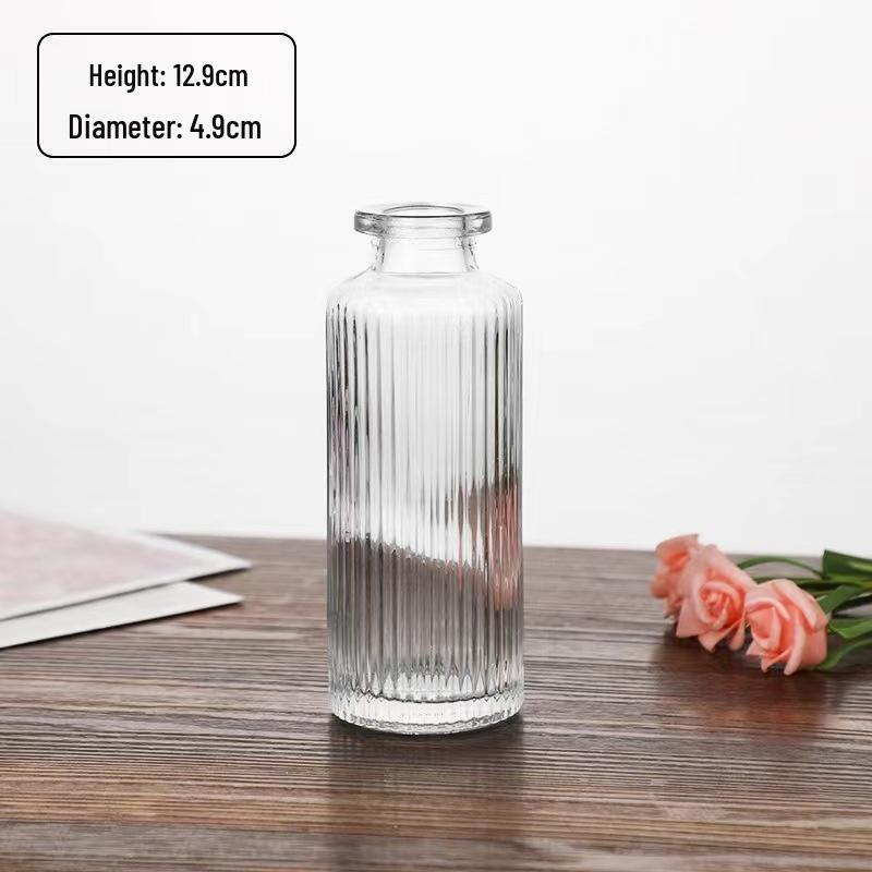 SEE KEAN Simple Striped Glass Flower Vase