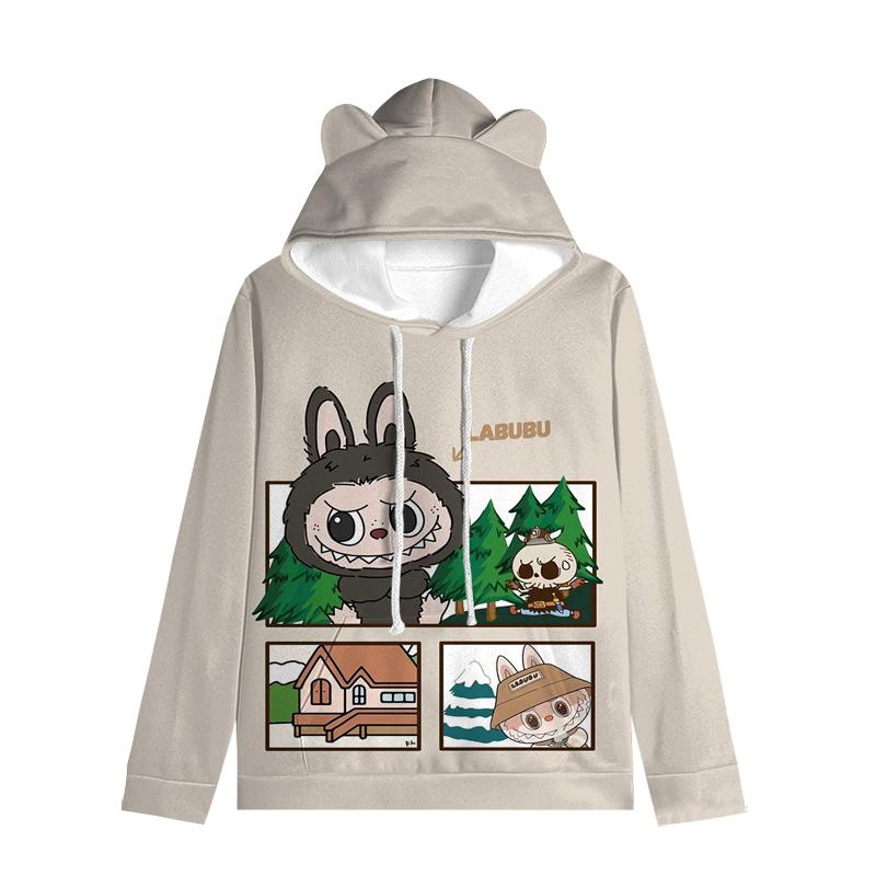 Labubu Pullover Kids Hoodie Sweatshirts Cat Ears Cartoon Sweatshirt Teens Boys Girls Cosplay Costume Hoodies