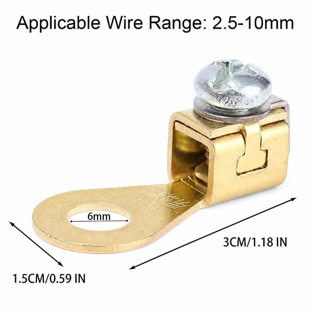 Reusable Solid Copper Car Battery Terminal Blocks 2.5‑10mm² Screw‑Tight Battery Connector 6mm Hole Cable Lug