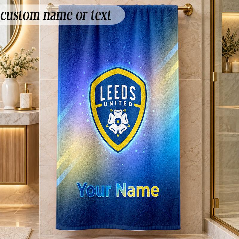 Beach TowelLeeds United Custom Name Text Personalized Soft Towel for Beach Pool Indoor Home Decor Gift