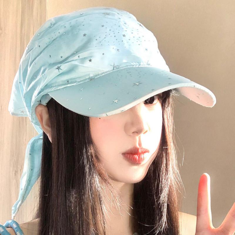 Summer Starry Geometric Headscarf Cap With Wide Brim For Women
