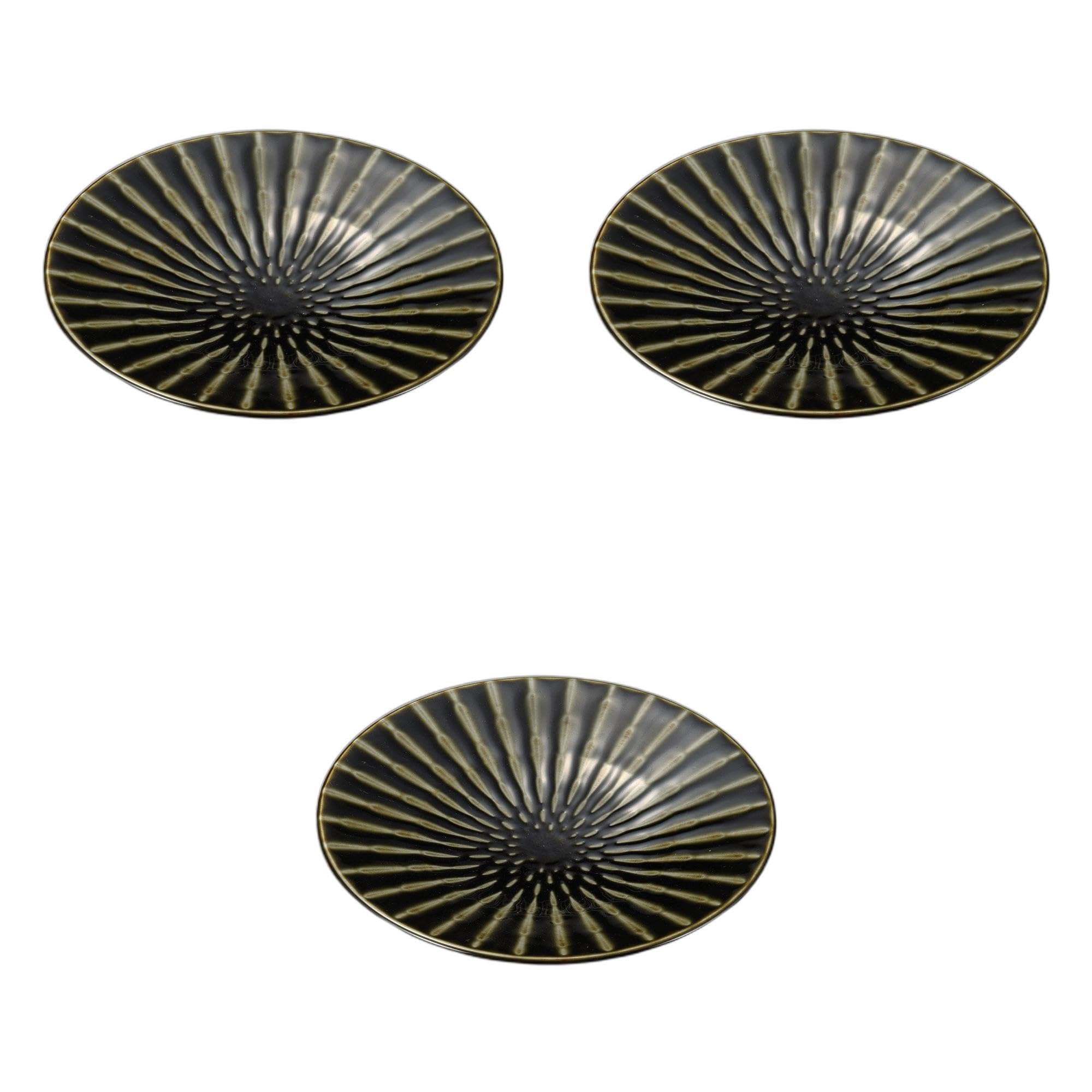 

Set of 3 Focus Oribe Ring Double Plates x Large Ceramic Plates by Setomonohonpo 9.5 [30.3 4cm]