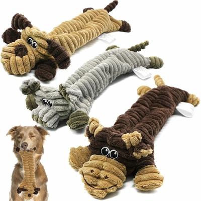 Juguete de piel de animal de peluche sin relleno, resistente a las mordeduras, sonido para mascotas, pana, granja, cerdo, vaca, forma de perro, 19,7 pulgadas