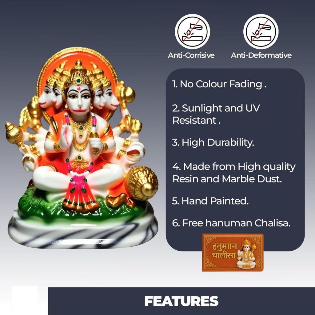 Hanuman Idol for Home Temple & Office Desk | Hanuman Murti for Car, Positivity, Strength & Vastu Protection (Black Matte Finish, 10cm Height,)