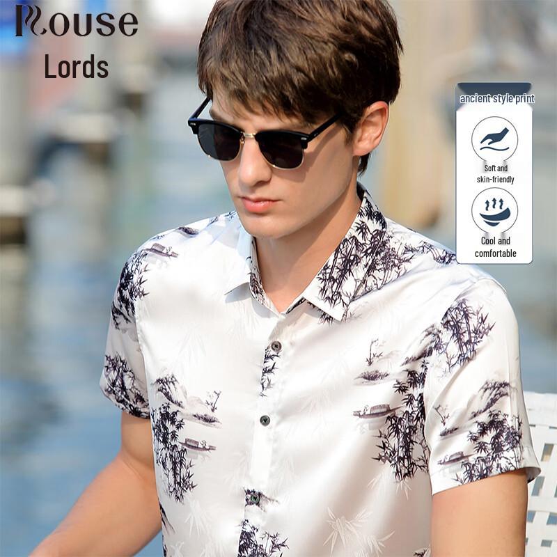 Luoz Men s Trendy Printed Casual Shirt L