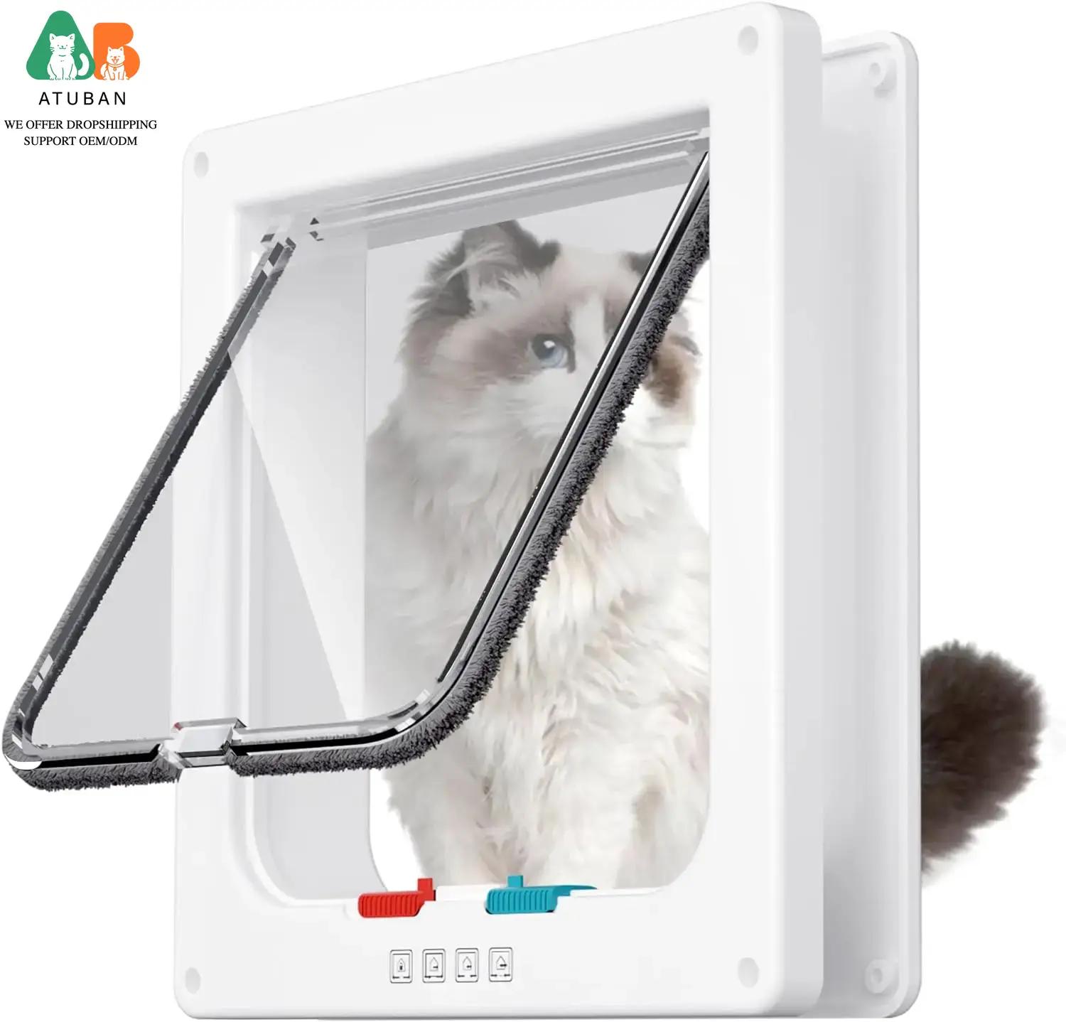 

ATUBAN Large Cat Door Interior Door Pet Door for Cat Exterior Door 4 Modes Locking Suitable for Window and Wall,Strong Durable 19.7X19X2CM білий