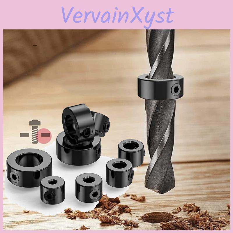 Collar Drill Bit Depth Stop Set Adjustable Positioner Limit Ring Allen Wrench Tighten The Stopper Setscrews Woodworking Tool
