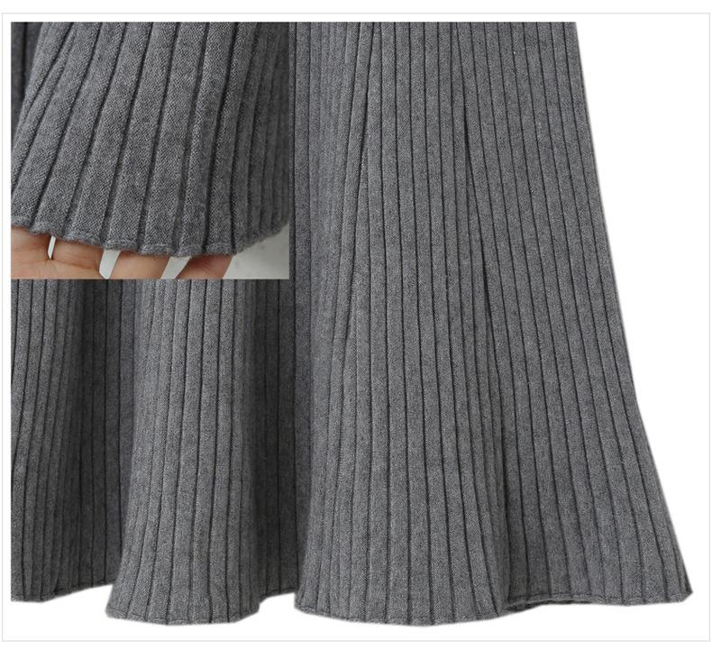 Hong Kong Style High-Waist Knitted Pleated Skirt for Women - Slim, Thick, Autumn & Winter Wear, Supports Up to 200 Pounds