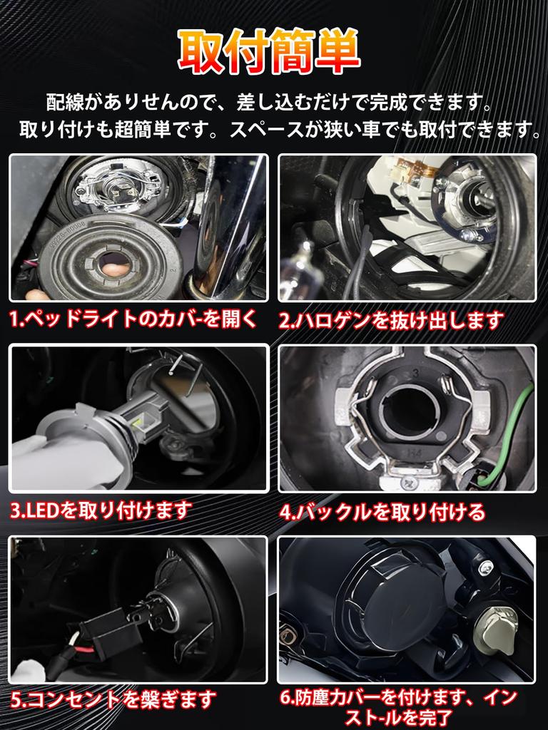 LTONXEN HB4/9006 LED Headlight, Ultra Compact, Hb4 LED Bulb, Brightness, 6,500K White, Easy Installation,