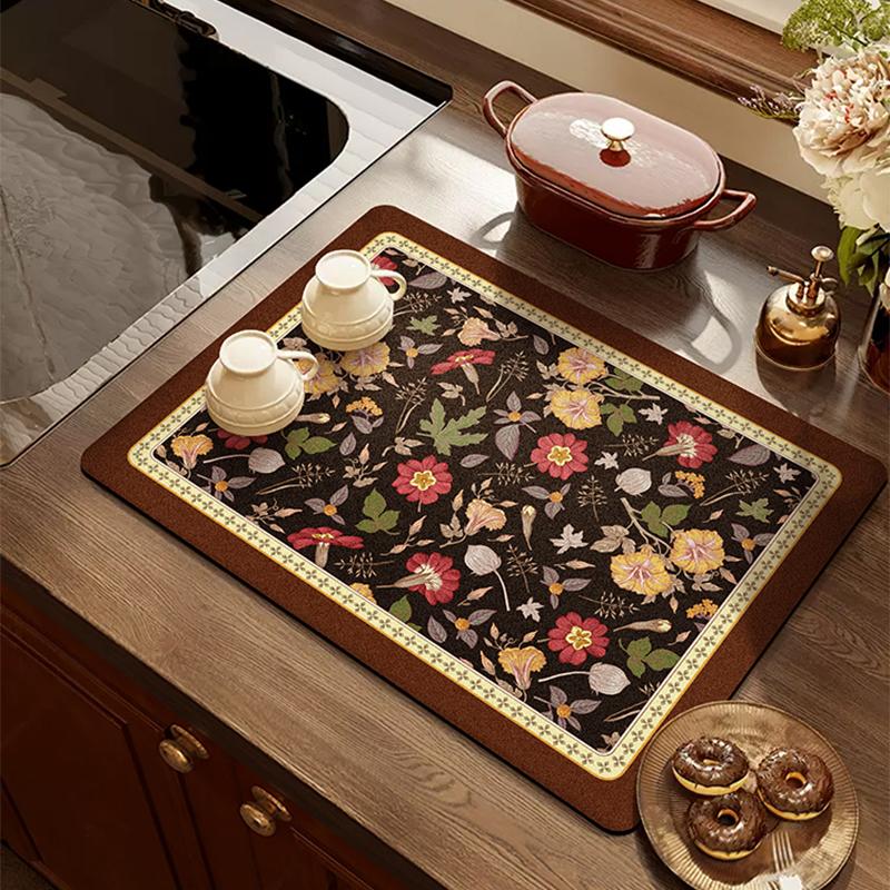 American Retro Light Luxury Kitchen Countertop Drain Pad, Diatom Mud Suction Pad, Quick-drying Washing Table, Sink, Bar Mat