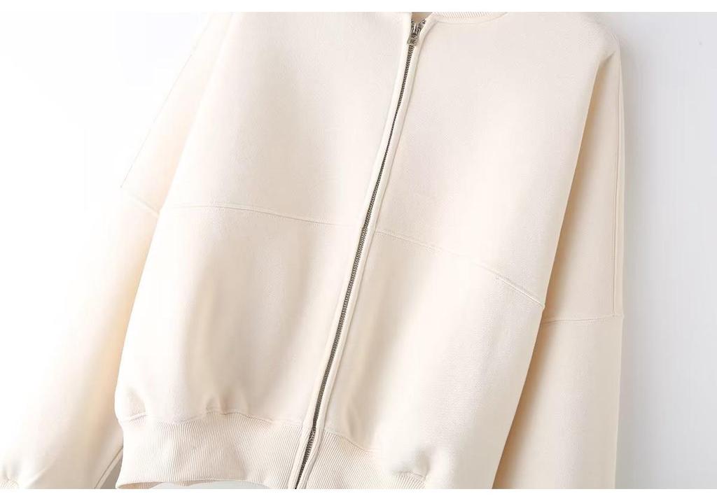 European & American Women's Style Zipper Pilot Jacket Hoodie Set