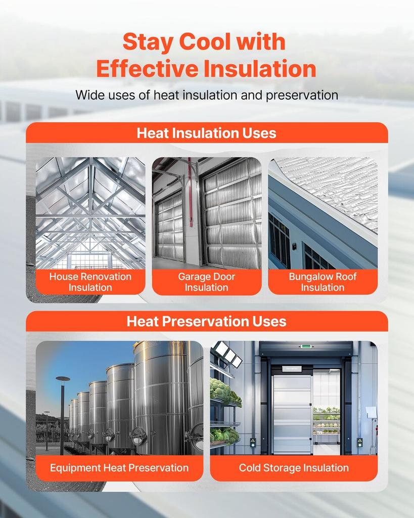 Double Reflective Insulation Roll, Double-Sided Aluminum Foil Radiant Barrier, 6mm 30.48 m x 1.22 m, Dual-Layer Air Bubble Heat Reflective Shield,
