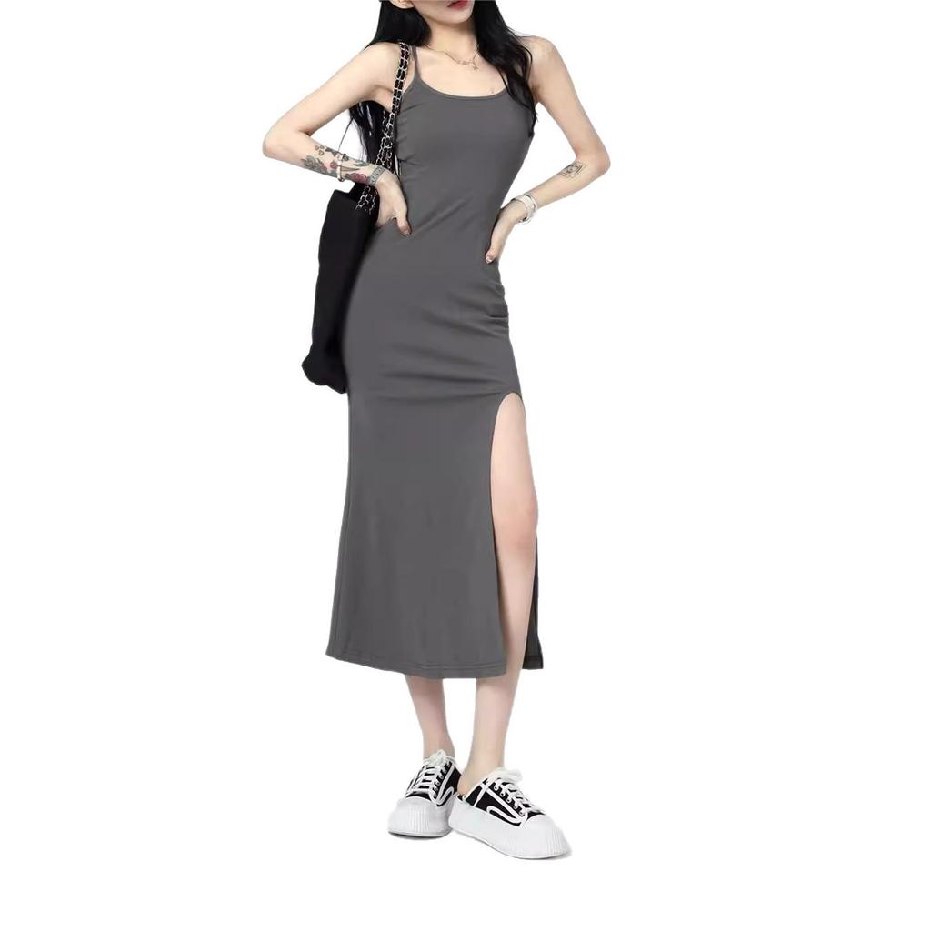 Pure Desire Suspender Hip Dress Spice Girls Summer New Tight Sexy Backless Split Long Dress Stepmom Skirt
