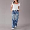 VEZFAA Pantaloni e capris a vita alta con stampa tinta unita casual alla moda da donna