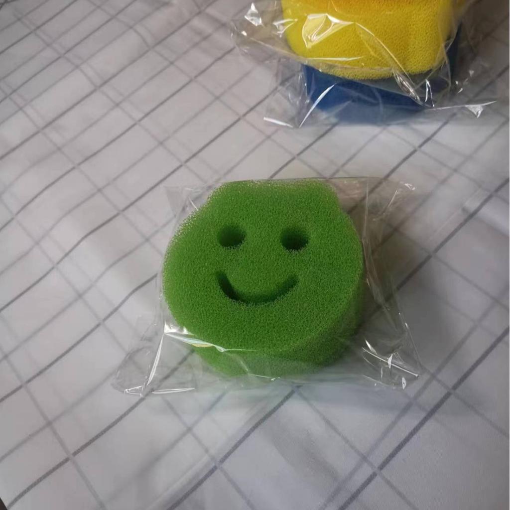 Wholesale Easy-Clean Smiley Face Magic Cleaning Sponge Durable Non-Scratch Kitchen Scouring Pads