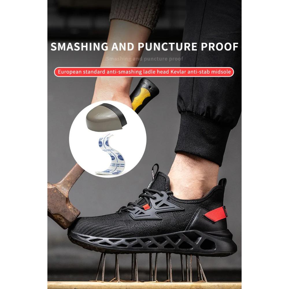 Breathable Lightweight Men Work Safety Shoes Indestructible Work Sneakers Anti-smash Puncture Resistant Steel Toe Safety Boots