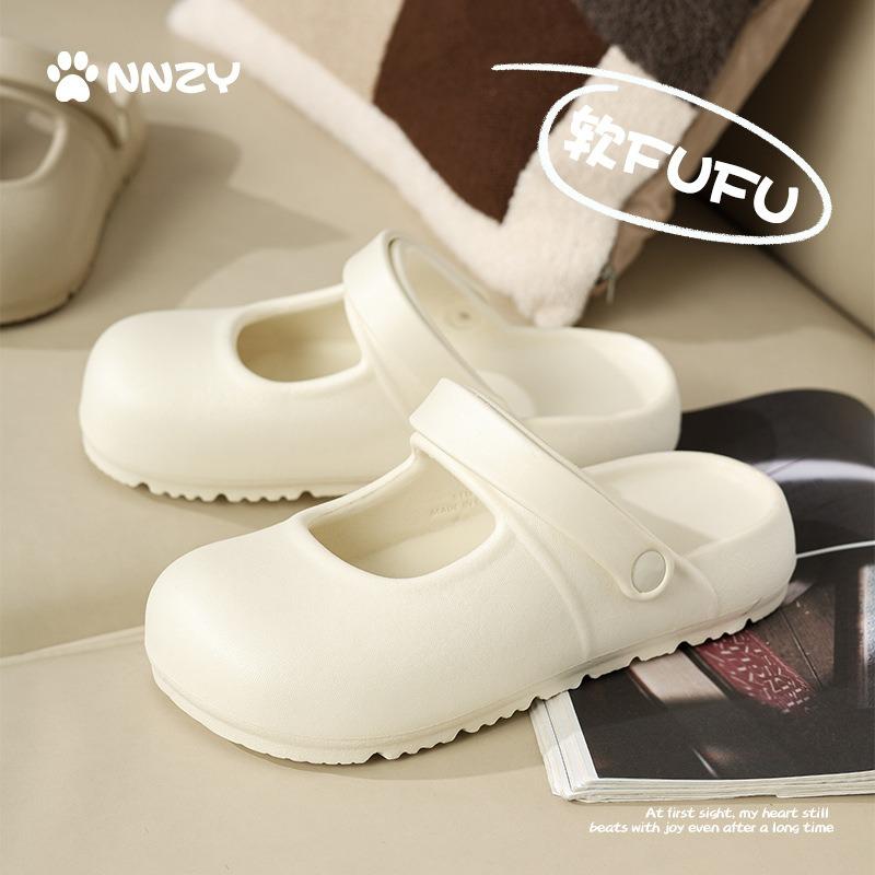 

Простые и универсальные крутые тапочки женские летние домашние для помещений новые модели можно носить на улице модные нескользящие с закрытым носком 40-41 белый