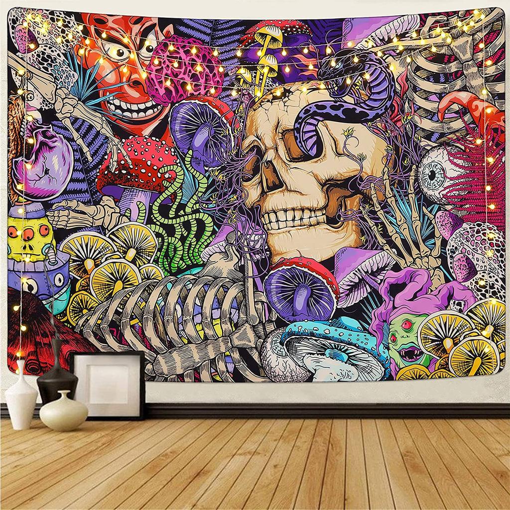 Skeleton Tapestry Mushroom Tapestry Skeleton Tapestry Aesthetic Tapestry Colorful Tapestry Room Tapestry