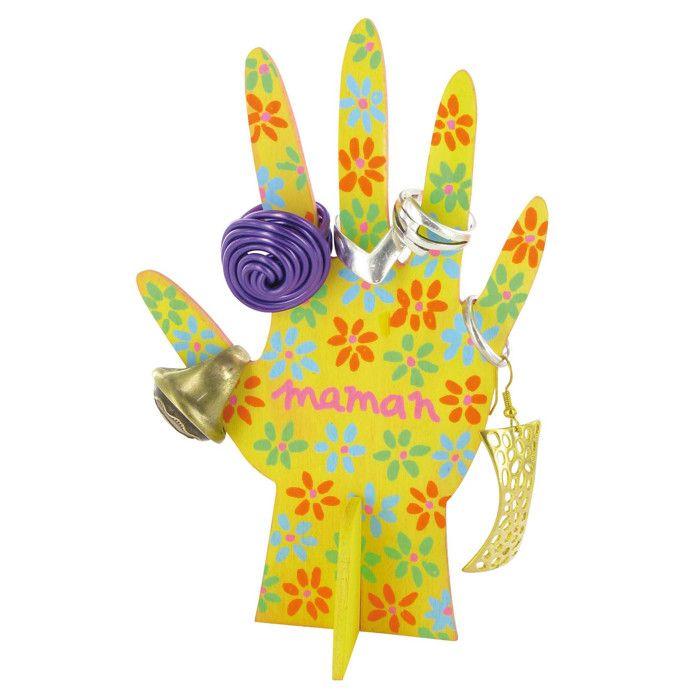 Ring Holder Hand In Wood 15 X 9.7 X 0.3 Cm