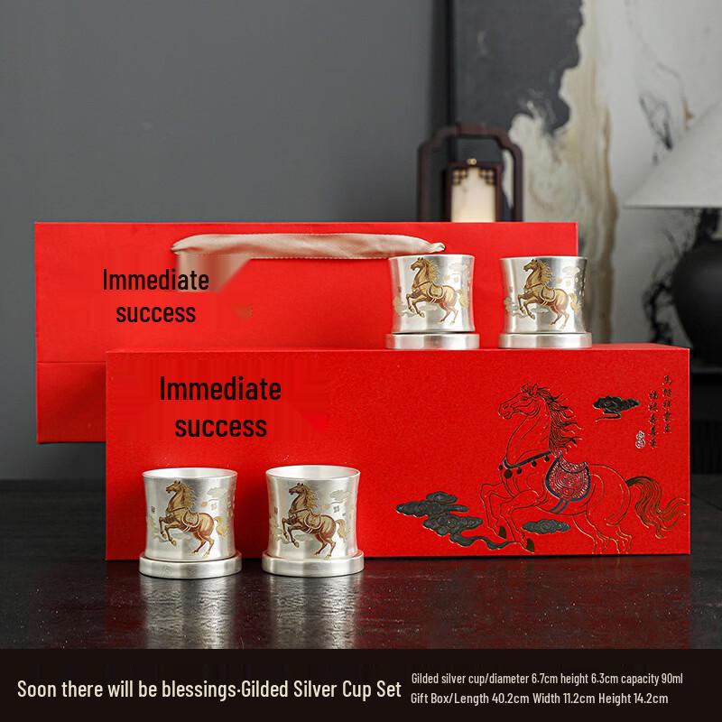 Handun Tangchuan Chinese Gilded Silver Ceramic Gongfu Tea Set