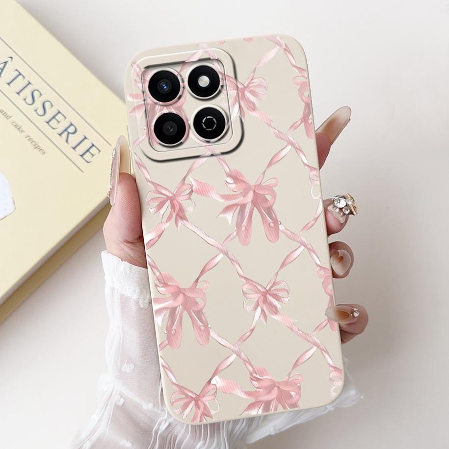Shockproof Case For Honor X7c Cover HonorX7c 4G Funda Fashion Bowknot Marble Soft Liquid Silicone Cases For Honor 200 Smart Etui