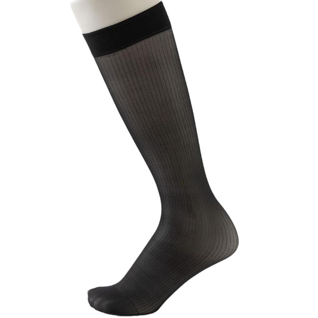Men's Black Pinstripe Silk Socks for Business Formal Wear