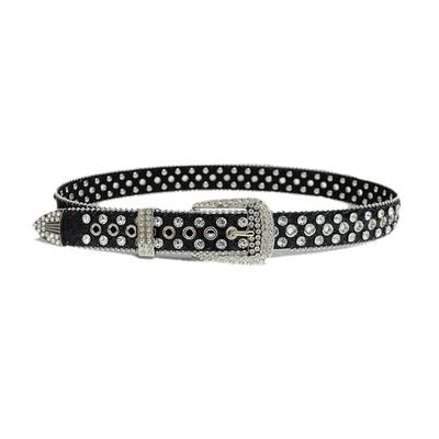 Cintura in vita da locomotiva Cinture con fibbia con strass brillanti per donna Uomo Lussuoso cinturino in vita con paillettes complete per abito jeans