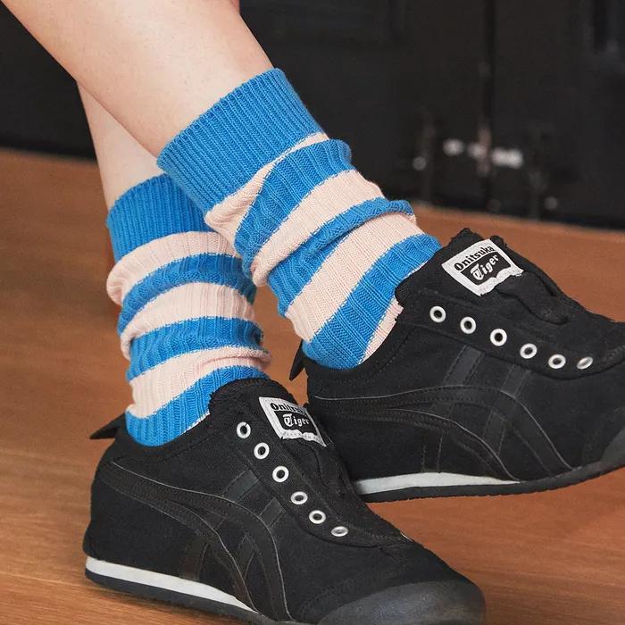 STW242-3 Rugby Stripe Cotton Socks: Blue