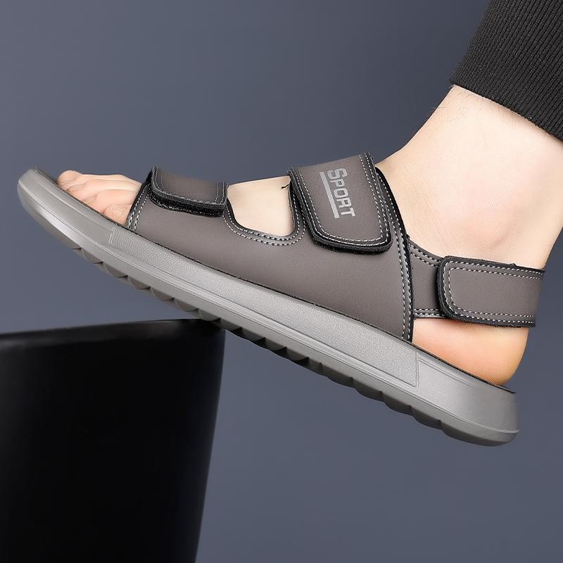 Fashion New Summer Minimalist Design Leather Men Sandals Outdoor Breathable Casual Handmade Comfortable Fashion Soft Sole Beach Sandals