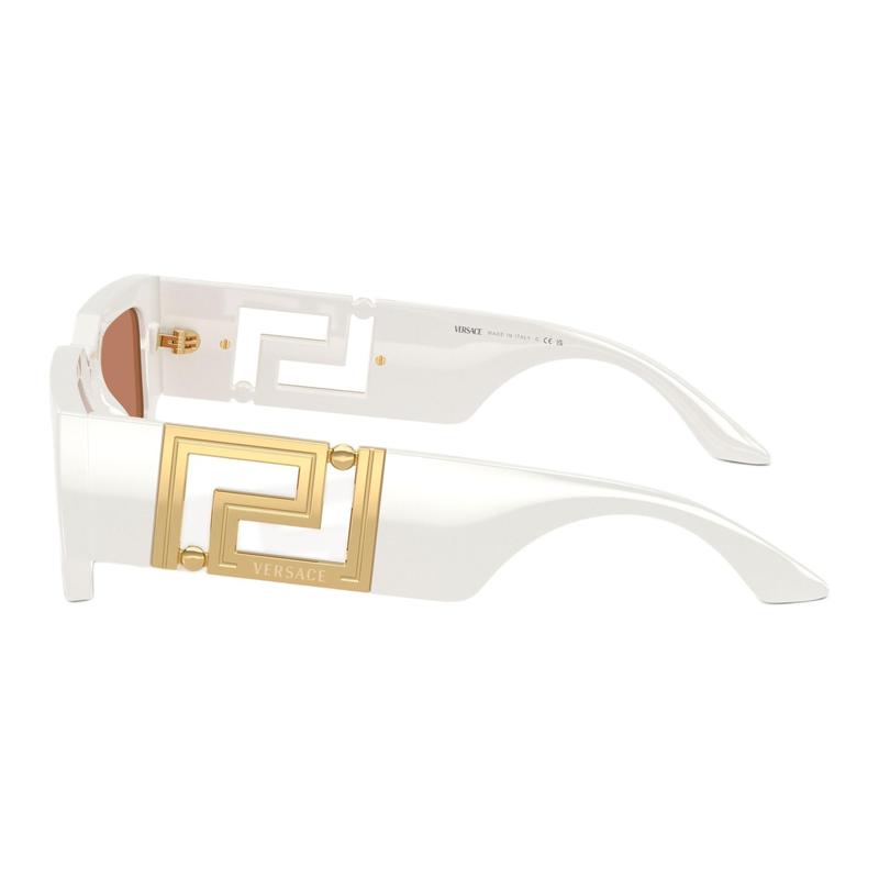 Versace Temple Logo Injection Molded Rectangular Sunglasses Unisex Couple Style White 65974345 VE4506U554473-White 54/21/140 - H.32