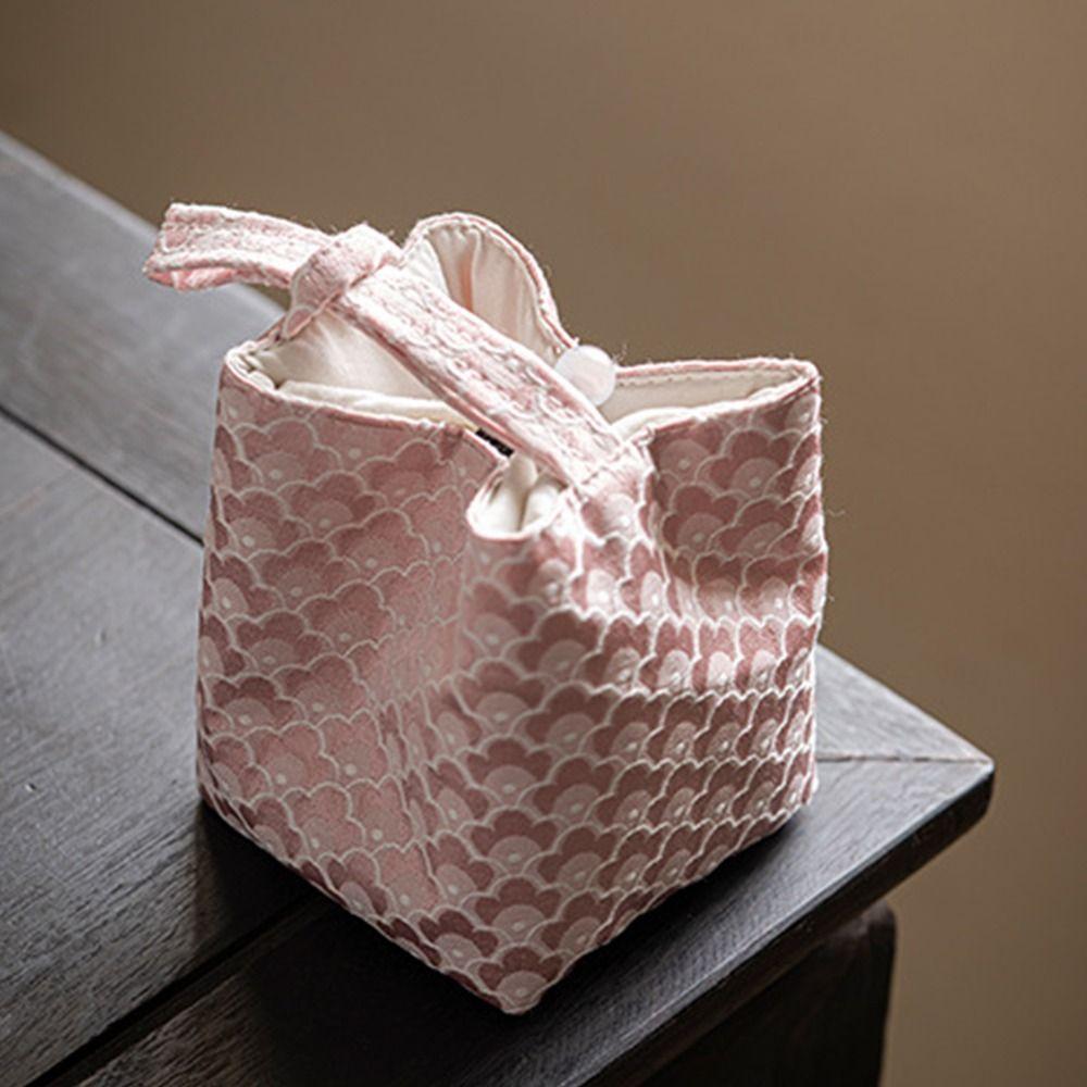

Handbag Tea Tools Storage Bag Flower Print Drawstring Bundle Pocket Embroidered Handbag Girl розовый