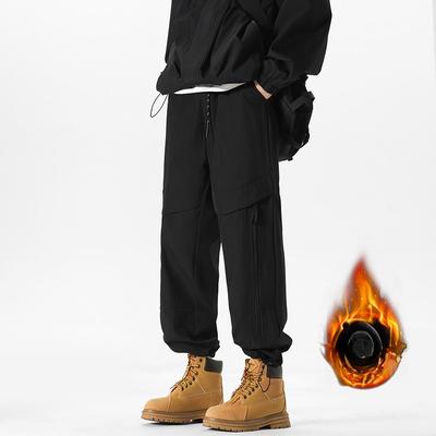 New Winter Windproof Fleece Large Size Floor Pants Men's Fashion Fleece Casual Pants