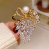 Fashion Rhinestone Crystal Bow Pearl Brooches Women Clothing Coat Jewelry Accessries Gifts