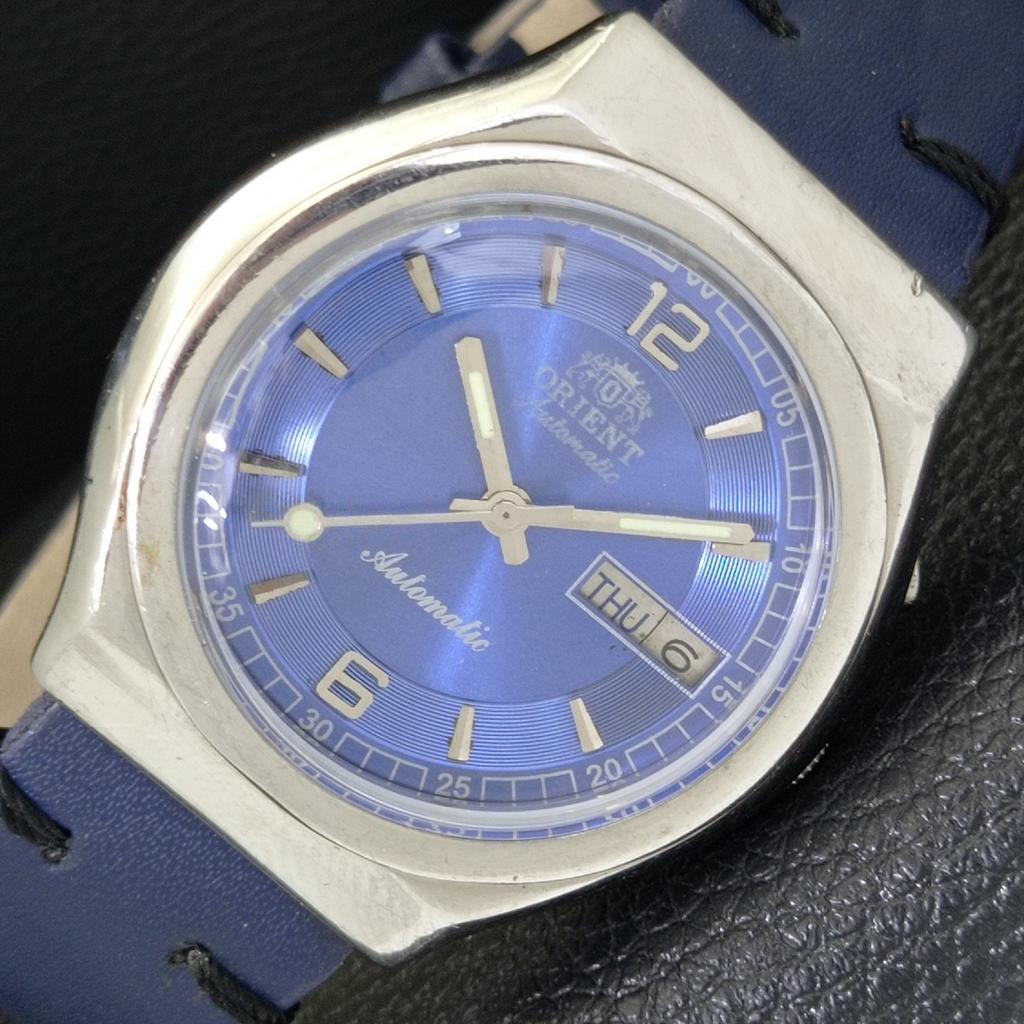 AUTOMATIC VINTAGE ORIENT 46941 JAPAN MENS BLUE COLOR DIAL WATCH a500733-5 R154-a500733